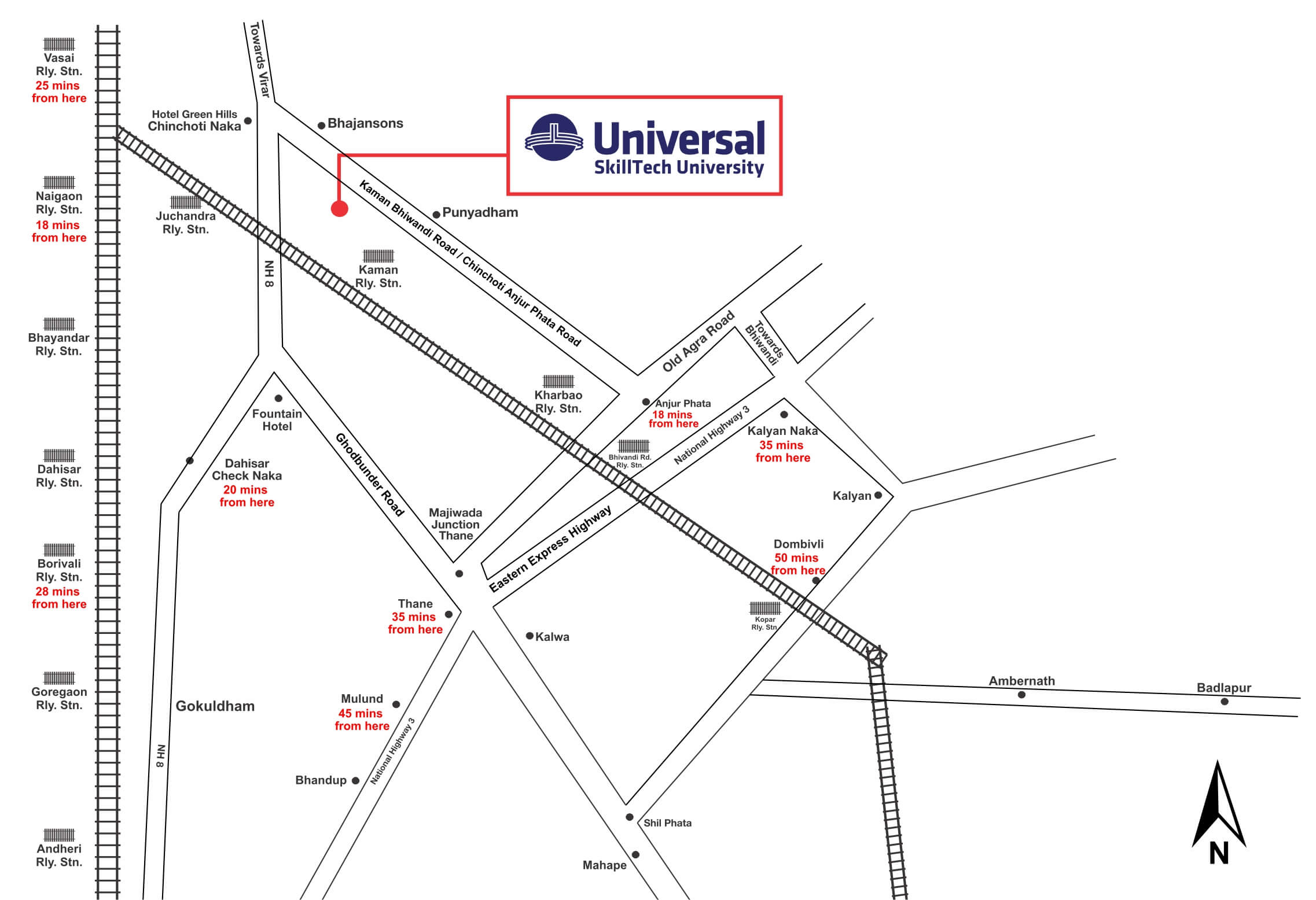 Map of Universal SkillTech University Mumbai